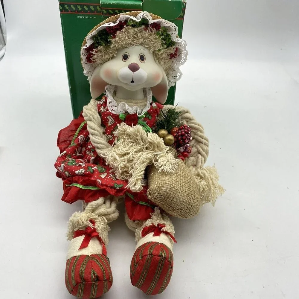 VTG 90s House Of Lloyd Flossie Christmas Bunny Doll Box‎ Holiday Cottagecore Y2K